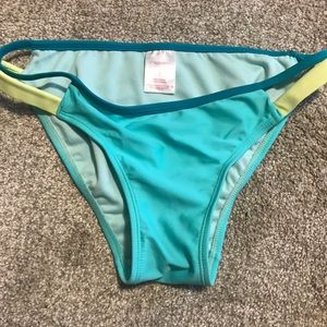Turquoise colored bikini bottoms